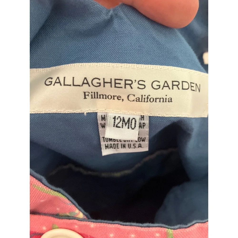 Vintage Gallagher's Garden Baby Dragonfly Snap Up Overall Hat Set Size 12 Months